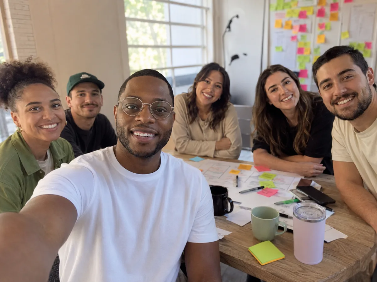 The BurksUp team — Maya, Ethan, Sofia, Claire and Leo standing together.